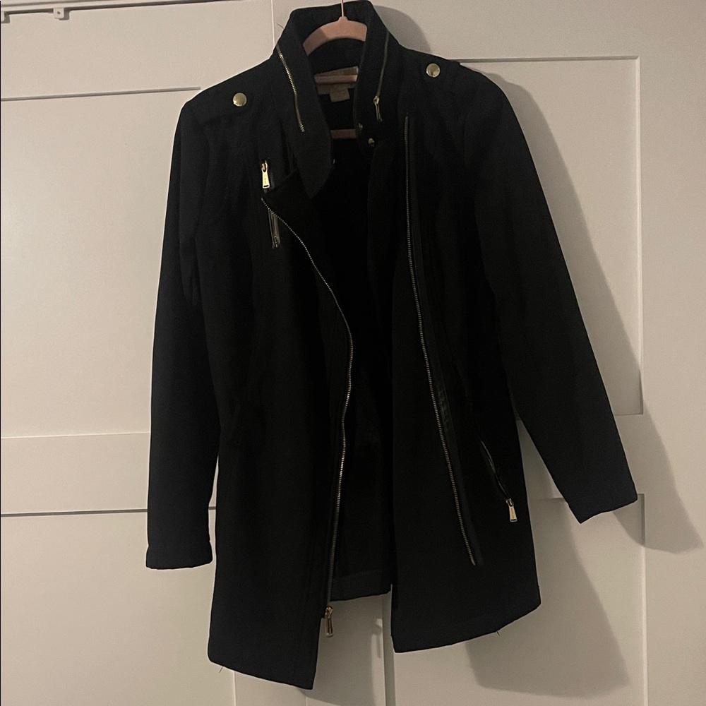 Michael Kors Black Utility Jacket with Gold Details